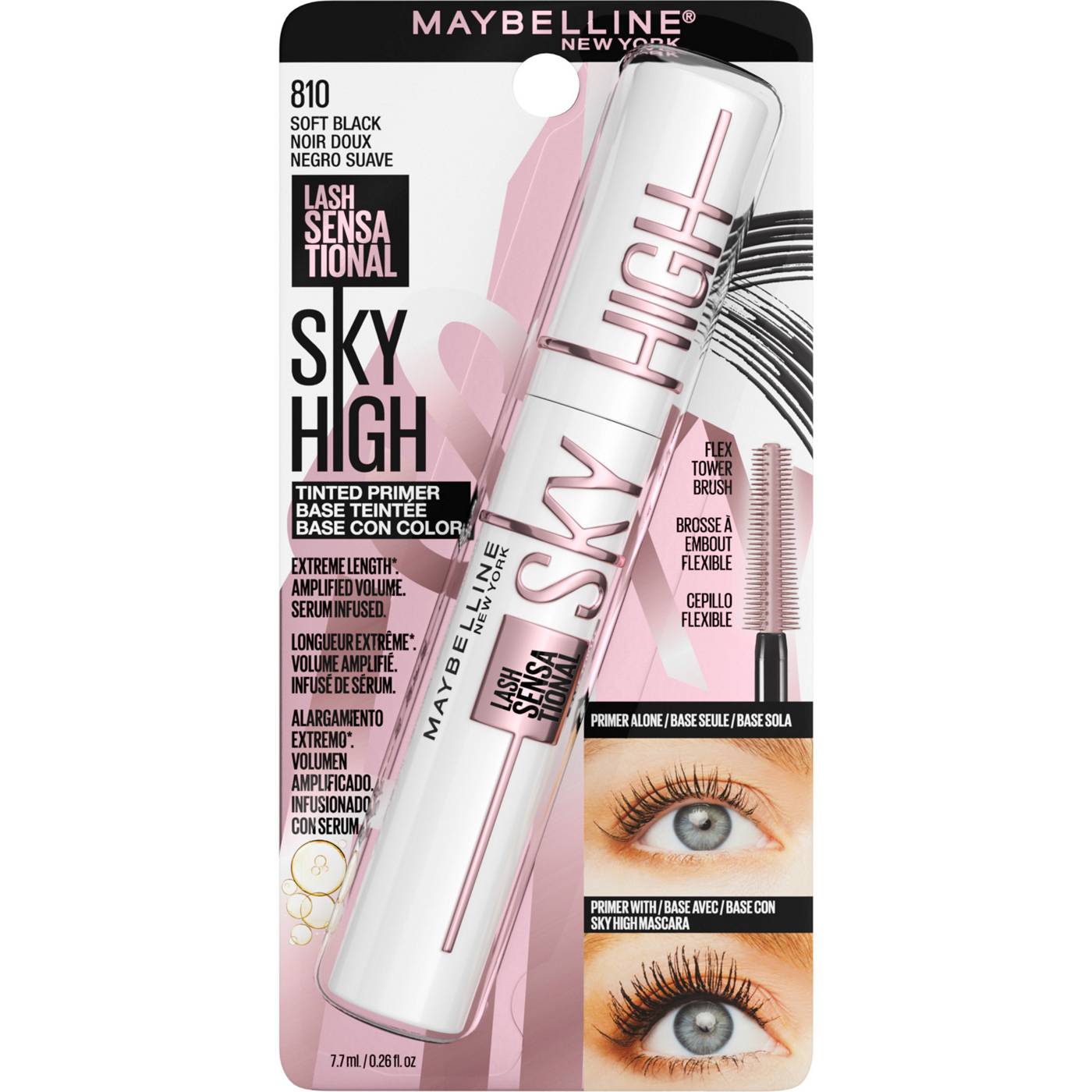 Maybelline Lash Sensational Sky High Washable Mascara + Boosting Lash  Primer Makeup Bundle, Includes 1 Mascara in Blackest Black and 1 Eyelash  Primer