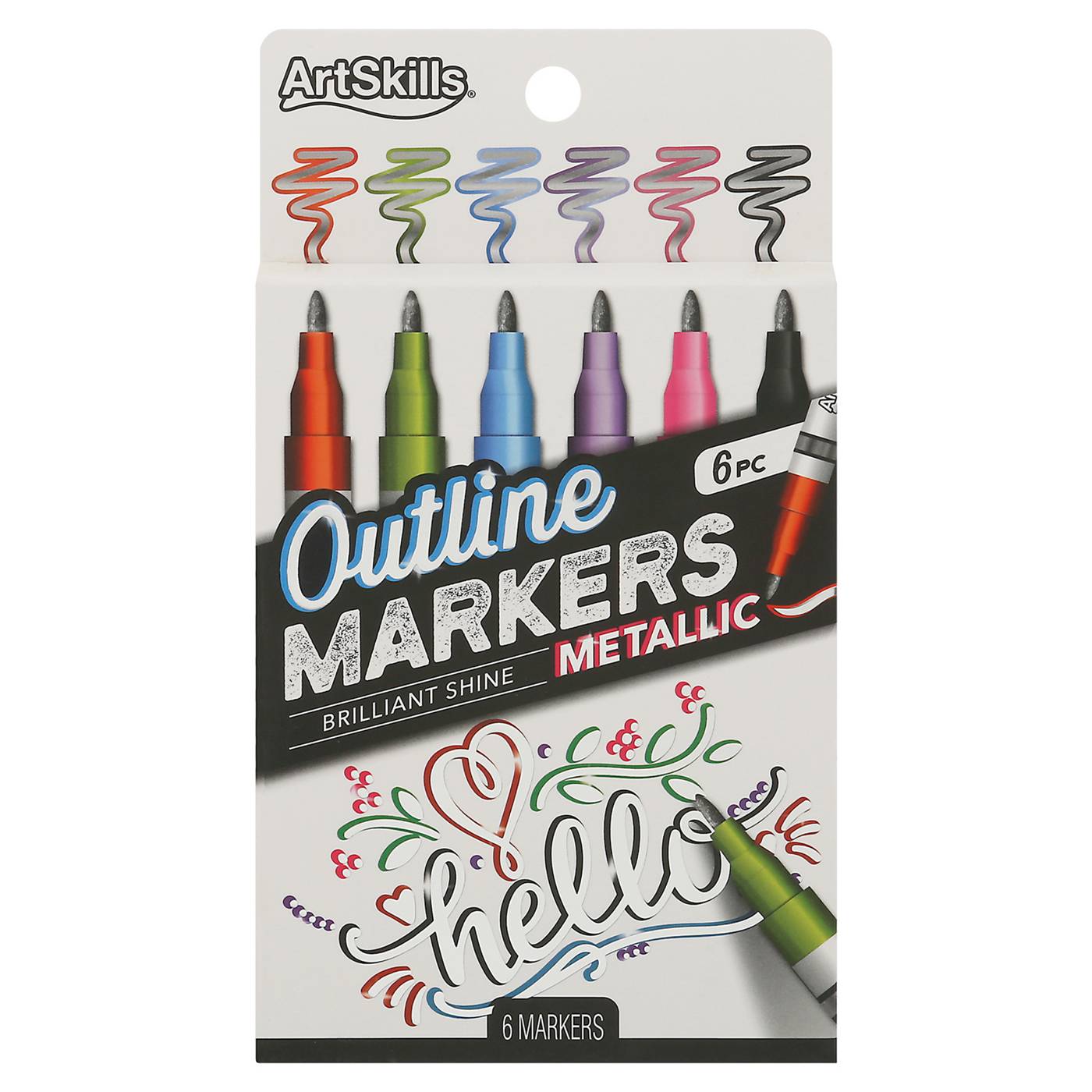 Crayola Metallic Outline Paint Markers, Assorted Colors, Art Supplies, 6  Count & Metallic Markers, 8 Count 