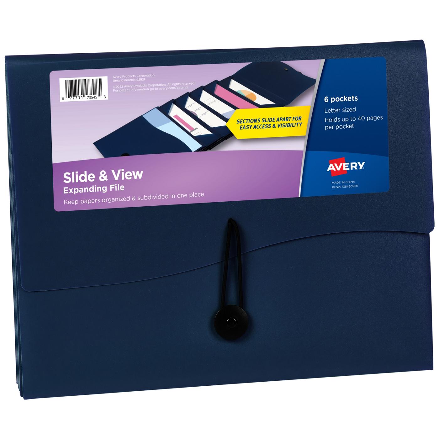 Avery Slide & View 6 Pocket Expanding File Folder - Navy; image 1 of 3