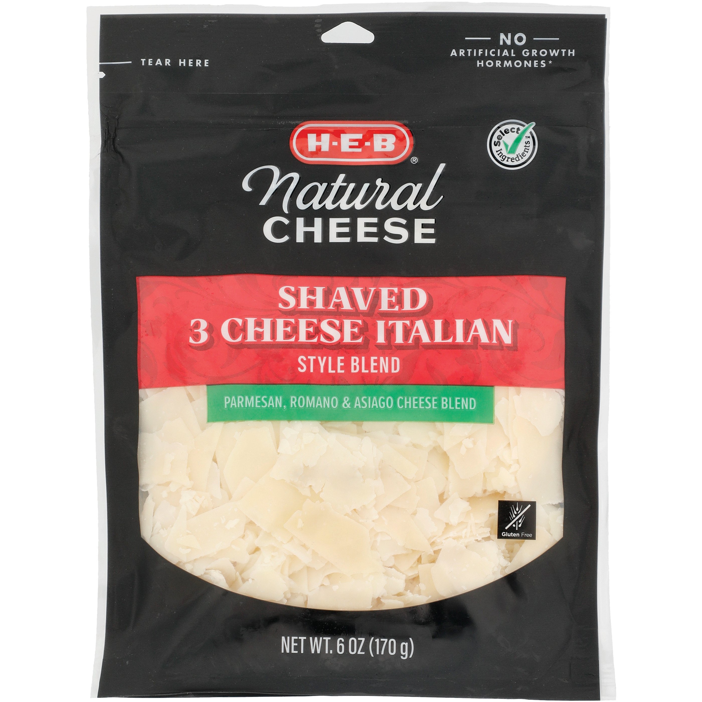 H-E-B Shaved Parmesan Romano & Asiago Cheese Blend, 6 oz