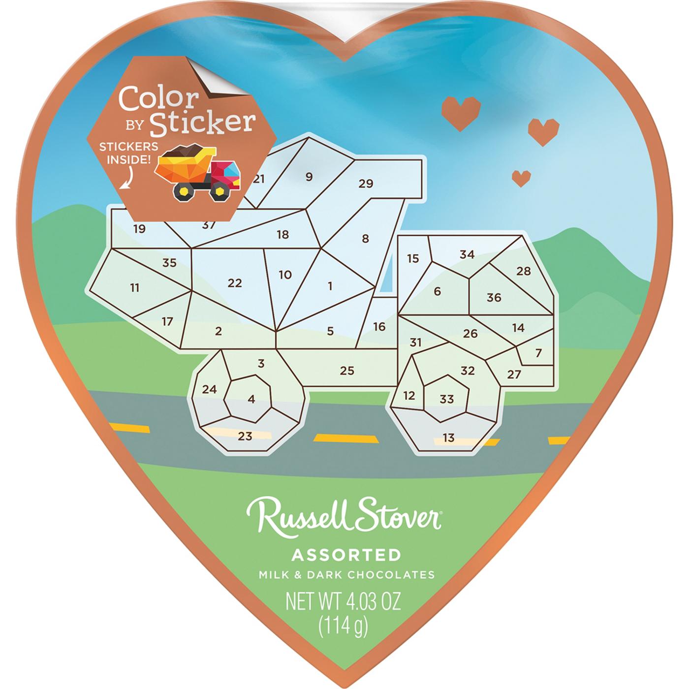 Russell Stover Color by Sticker Truck Assorted Chocolates Valentine's Heart Gift Box, 7 Pc; image 1 of 2