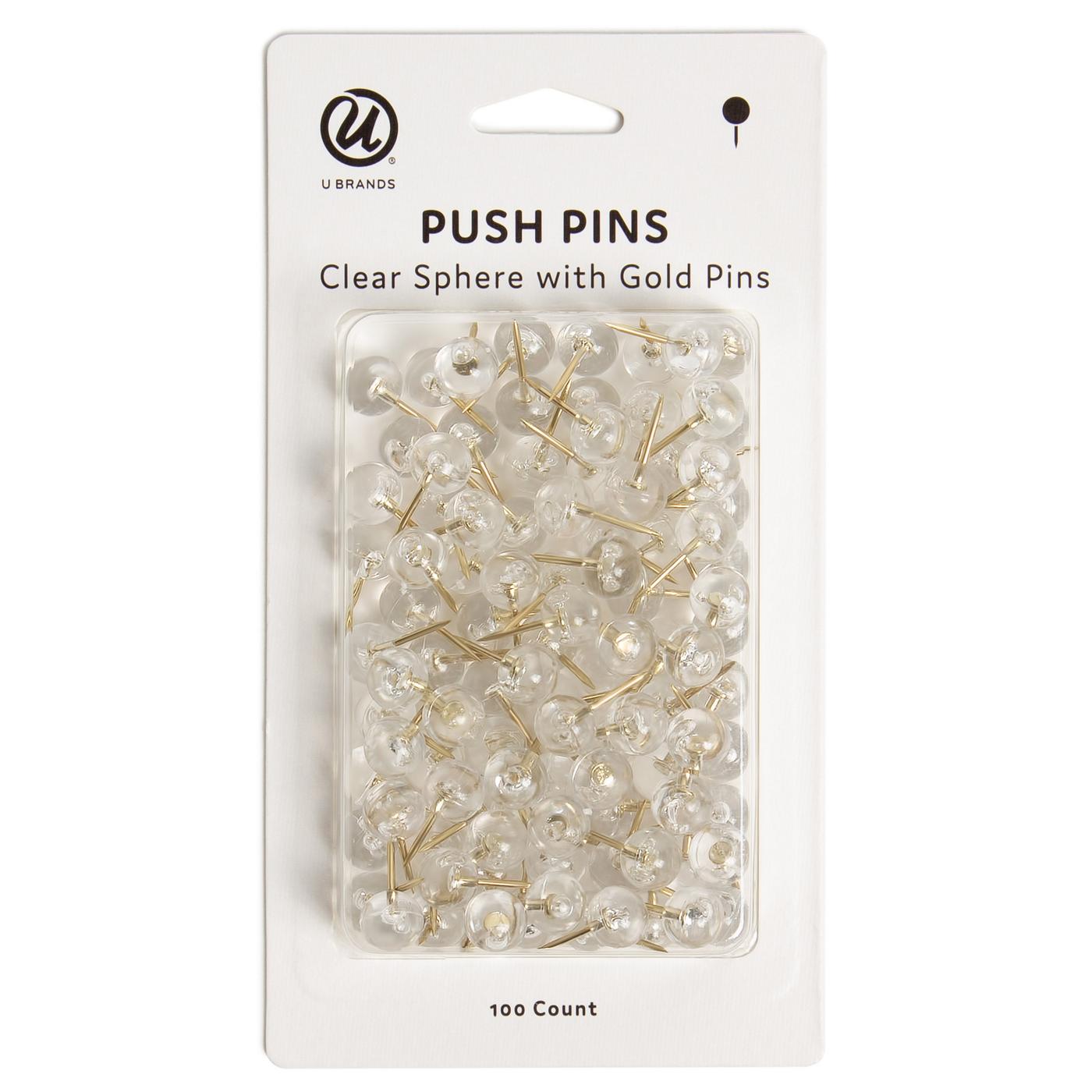 U Brands Push Pins - Clear Sphere with Gold; image 1 of 4