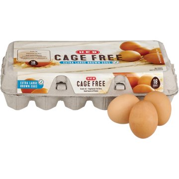 H-E-B Grade AA Cage Free Extra Large Brown Eggs, 18 ct