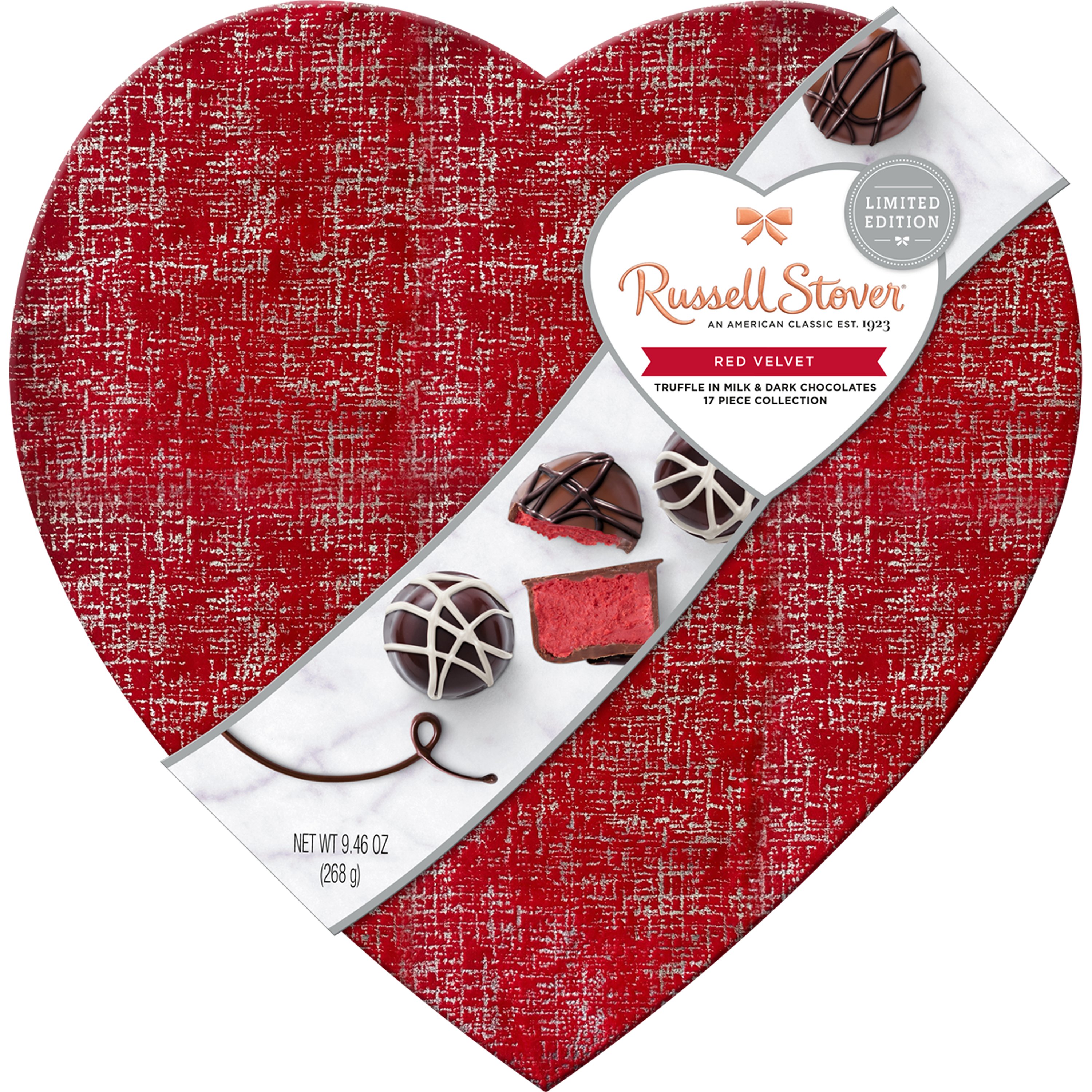 Russell Stover Red Velvet Truffle Chocolates Valentine's Heart Gift Box ...