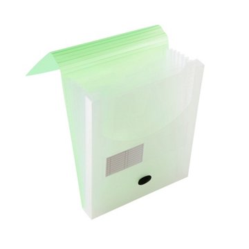 Filexec Vertical 6 Pocket Poly Expanding File - Green, 10.06" x 12.25"
