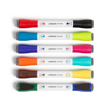 U Brands Double-Ended Magnetic Dry Erase Markers - Assorted Ink, 6 pk