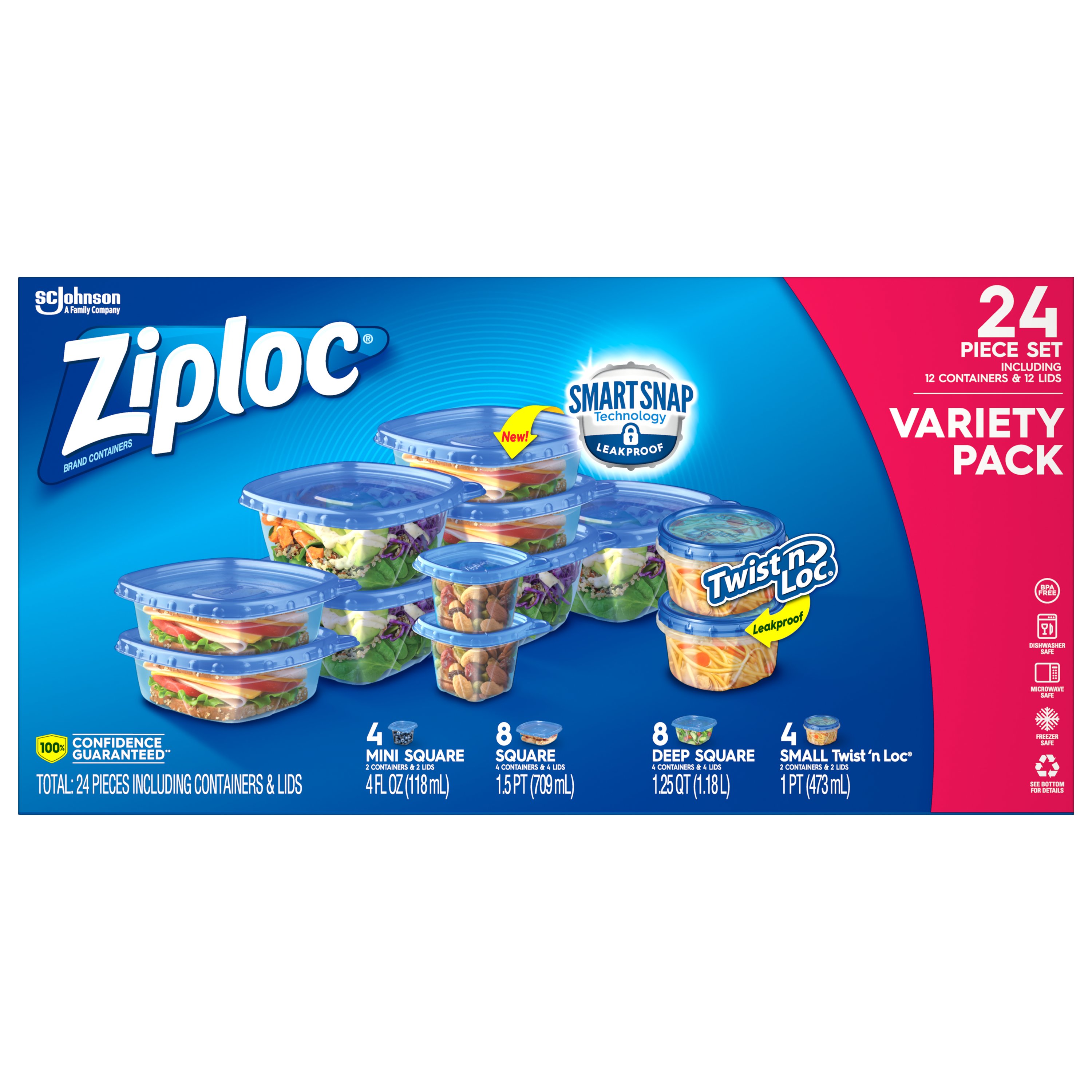 Ziploc SmartSnap Variety Pack Containers & Lids Shop Food storage at