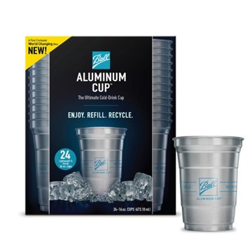 Ball 16 oz Aluminum Cup Cold-Drink Recyclable Party Cups, 24 ct