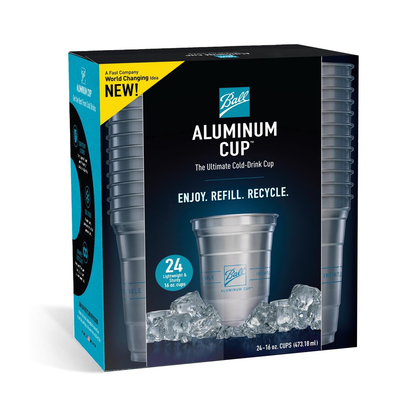 Ball Aluminum Cups - The Ultimate 100% Recyclable Cold-Drink Cup - 16 oz -  24 Pack