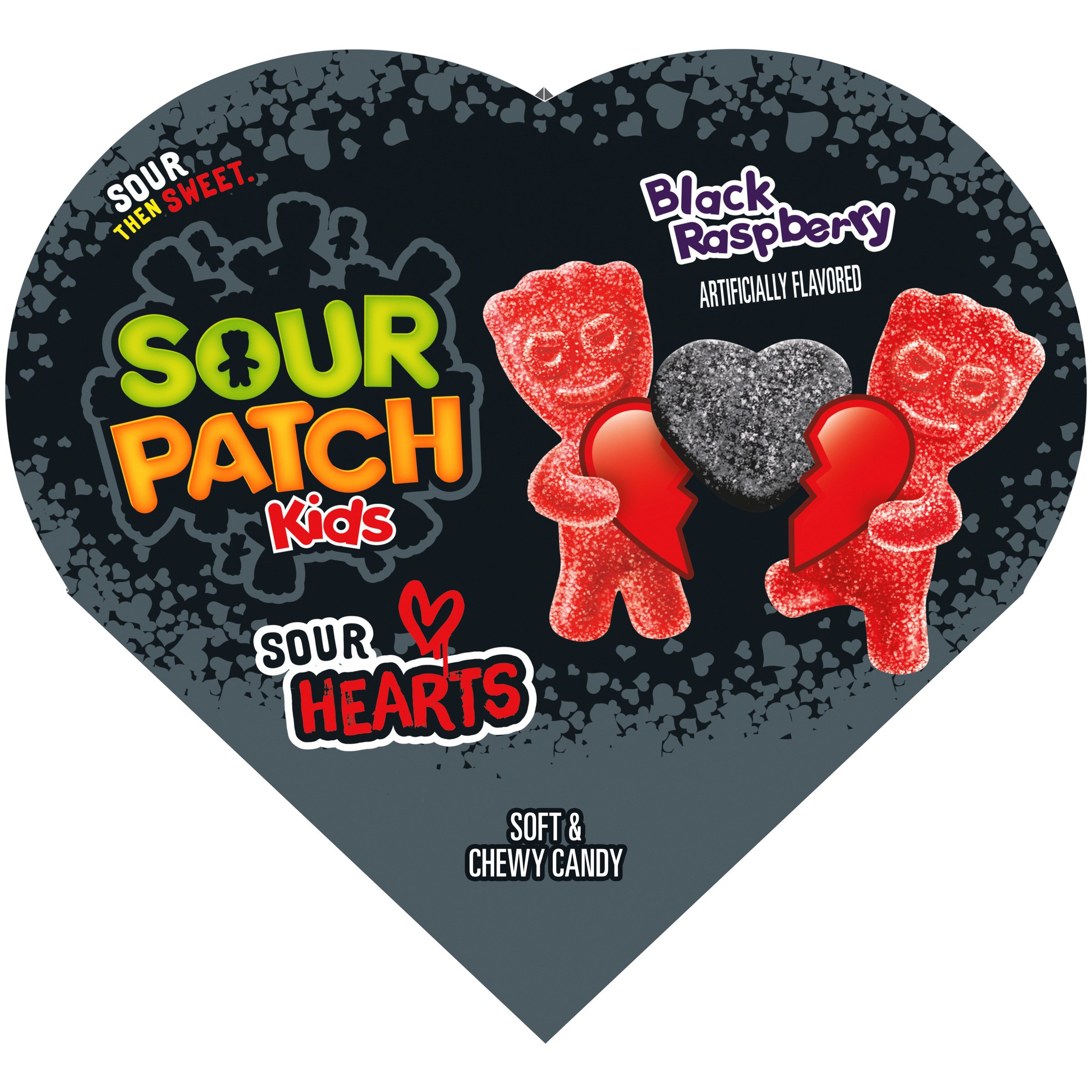 Sour Patch Kids Black Raspberry Sour Hearts Candy Valentine's Heart ...