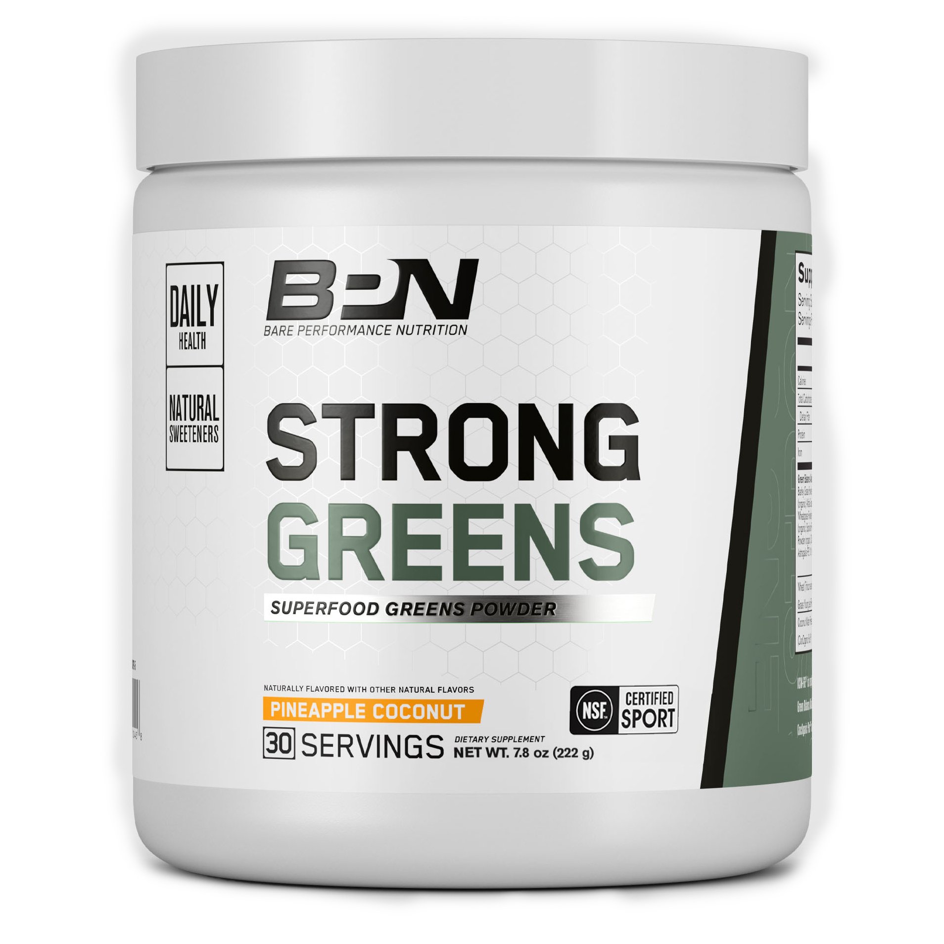 Bare Performance Nutrition Strong Greens Superfood Greens Powder - Pineapple Coconut, 7.8 oz