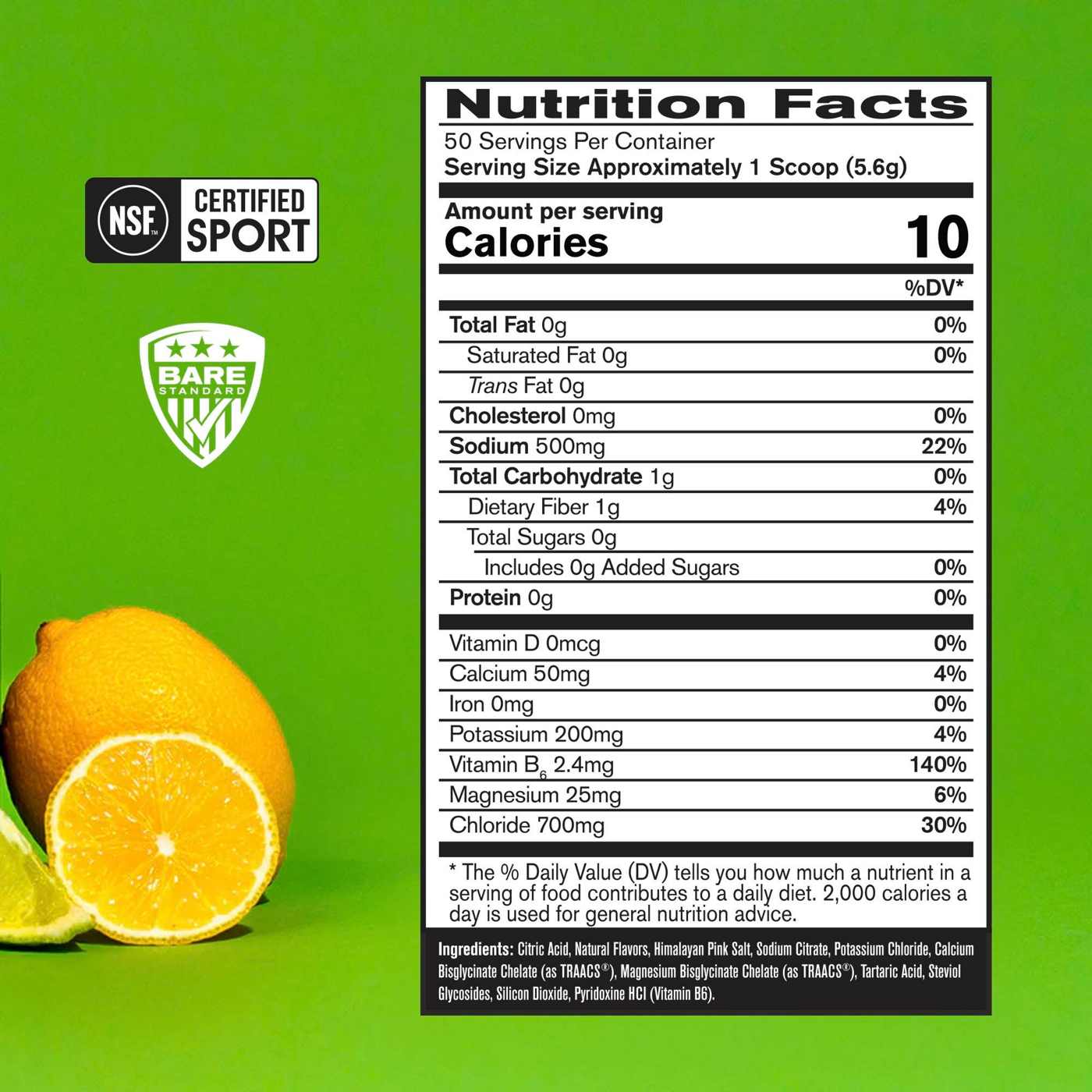 Bare Performance Nutrition Electrolytes Hydration Drink Mix - Lemon Lime; image 2 of 2