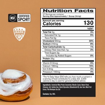 Bare Performance Nutrition Whey 25g Protein Powder - Cinnamon Roll