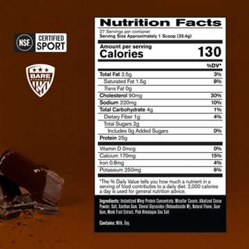 Bare Performance Nutrition Whey 25g Protein Powder - Fudge Chocolate