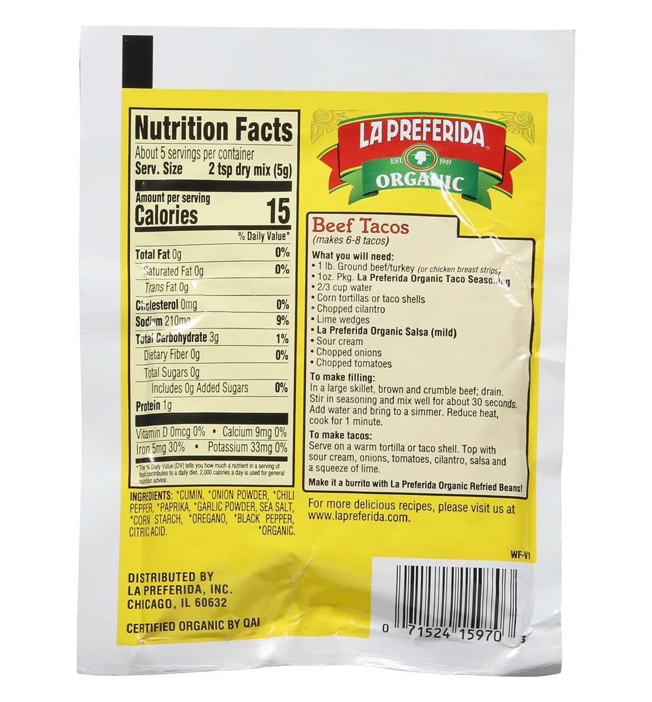La Preferida Organic Taco Seasoning - Shop Spice mixes at H-E-B