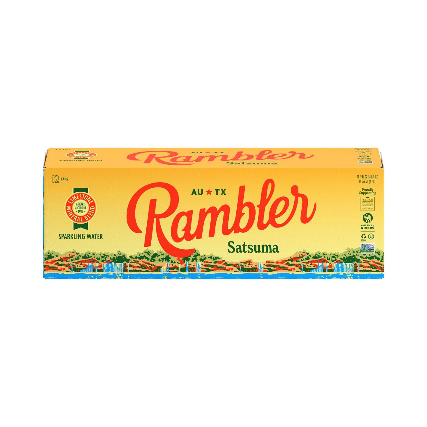 Rambler Satsuma Sparkling Water 12 oz Cans; image 1 of 2