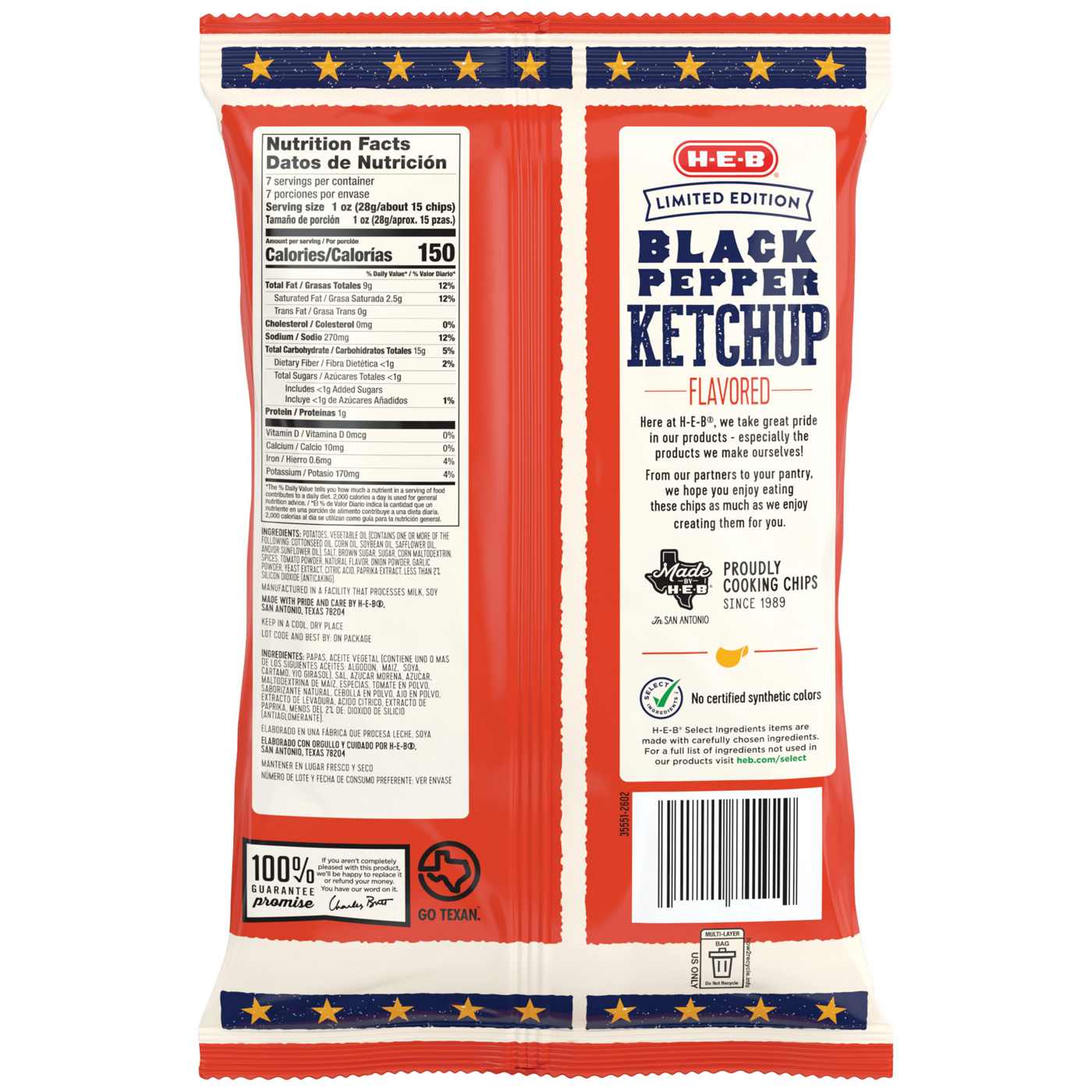 HEB Thin Potato Chips Black Pepper Ketchup Shop Chips at HEB