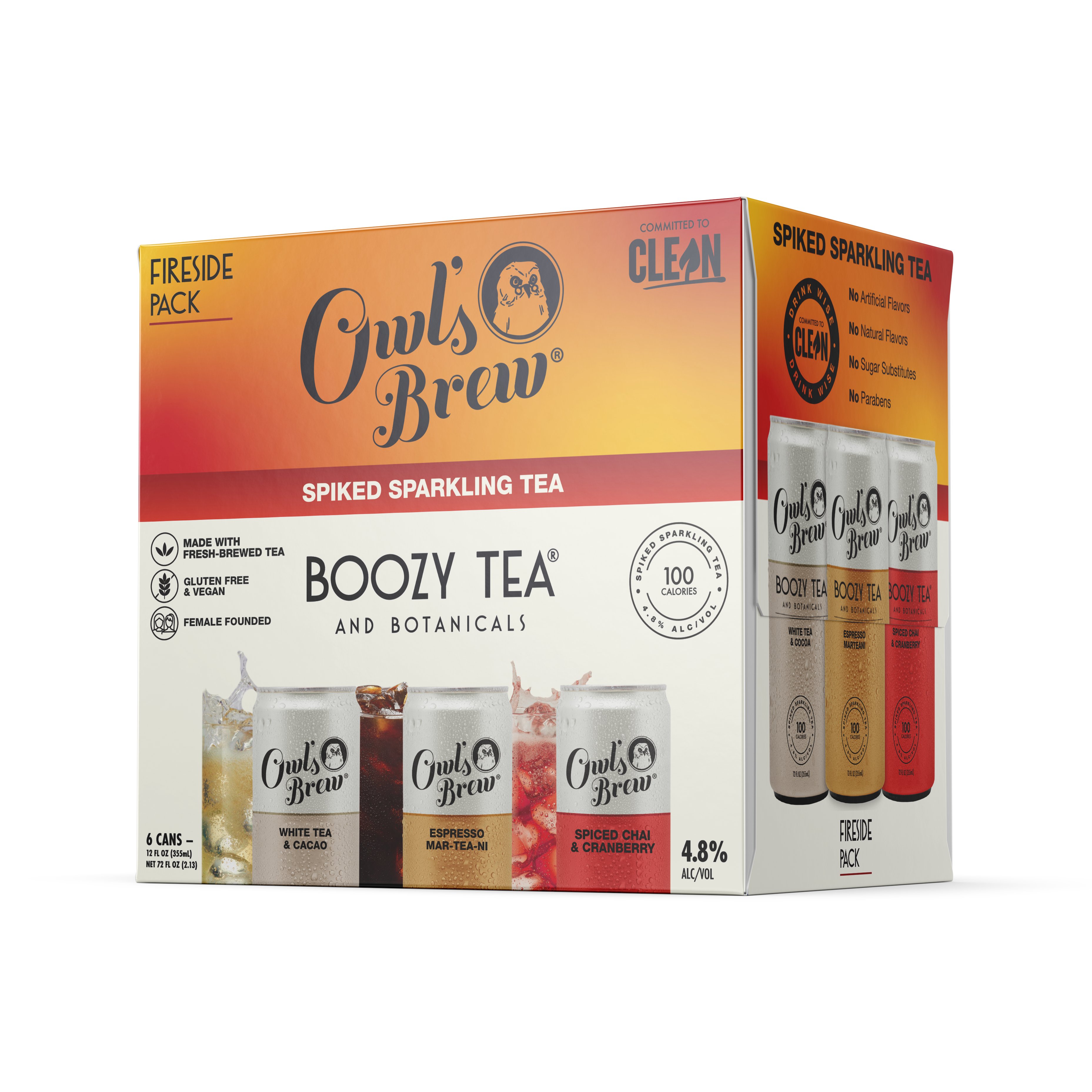 Owls Brew Spiked Sparkling Tea Fireside Pack 12 oz Cans Shop Malt