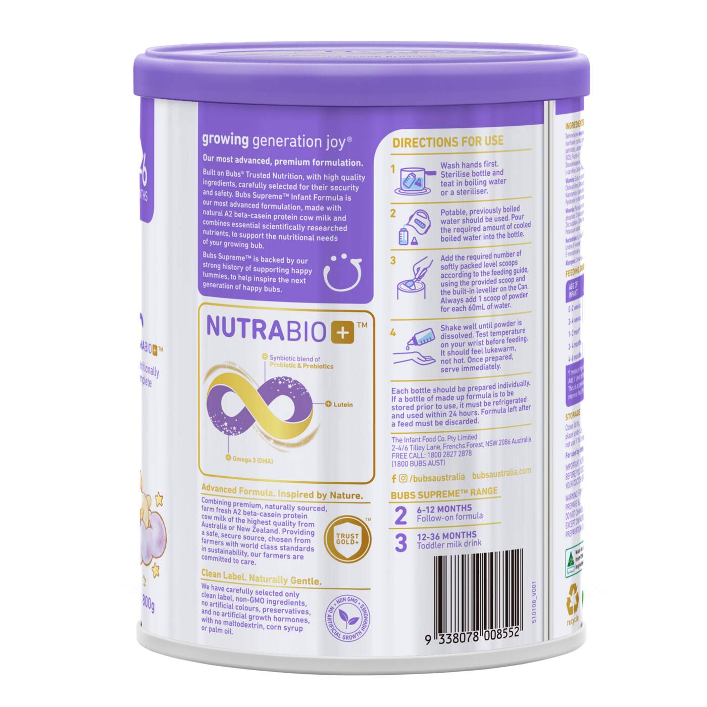 Bubs Supreme Infant Formula - Stage 1; image 2 of 3