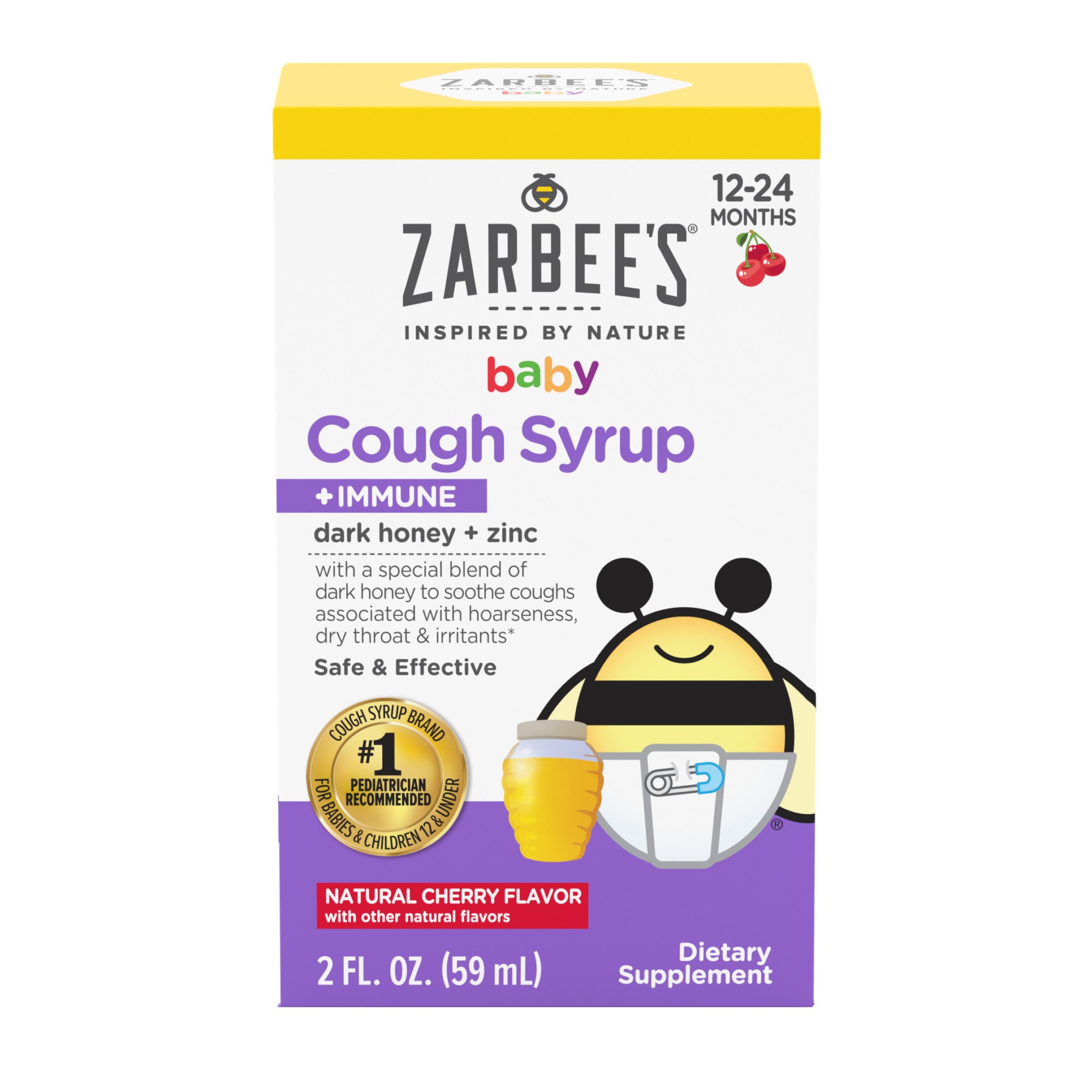 Zarbee's Baby Cough Syrup + Immune for Ages 1224mos Cherry Flavor