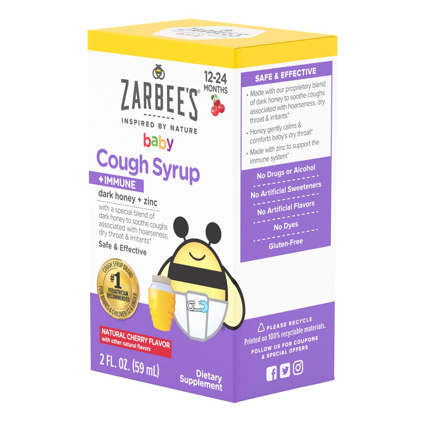 Zarbee's Baby Cough Syrup + Immune with Honey - Natural Cherry; image 7 of 7