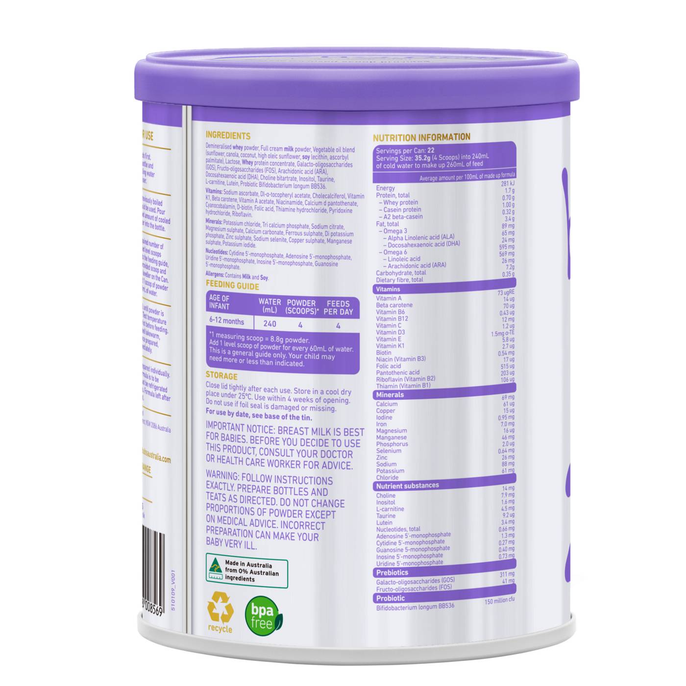 Bubs Supreme Infant Formula - Stage 2; image 3 of 3