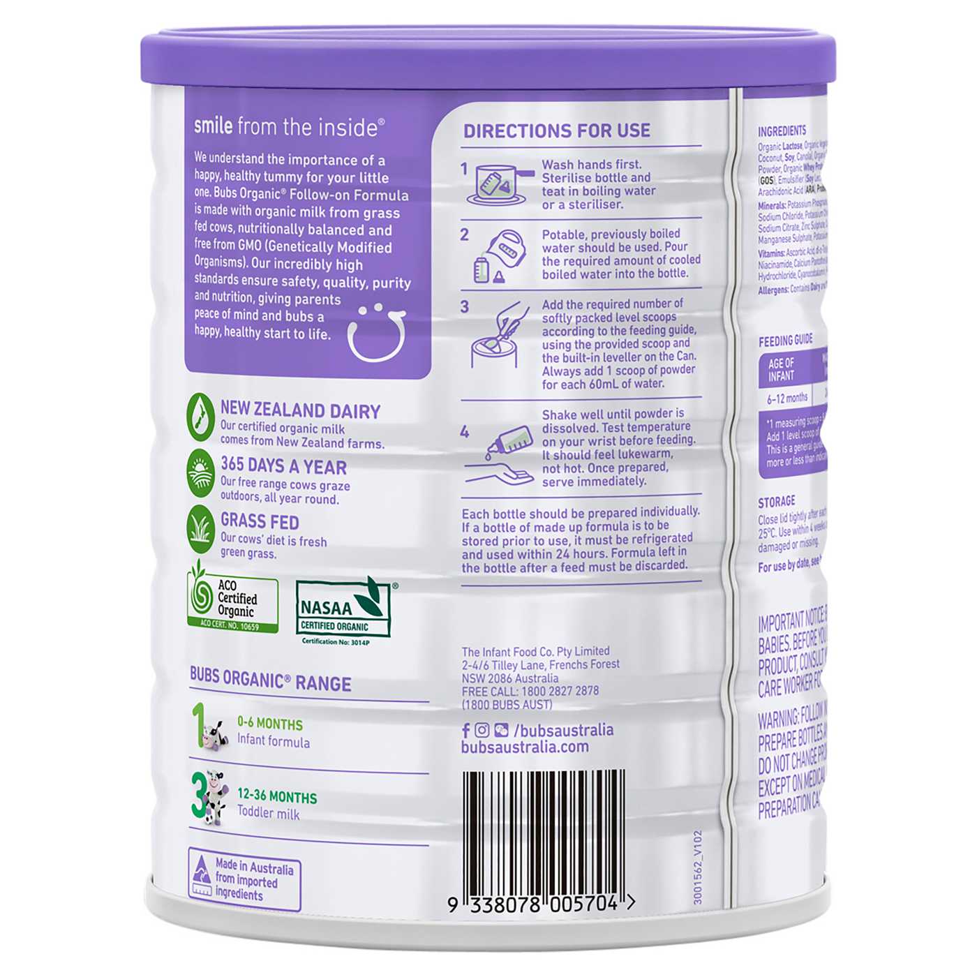 Bubs Organic Grass Fed Infant Formula - Stage 2; image 3 of 3