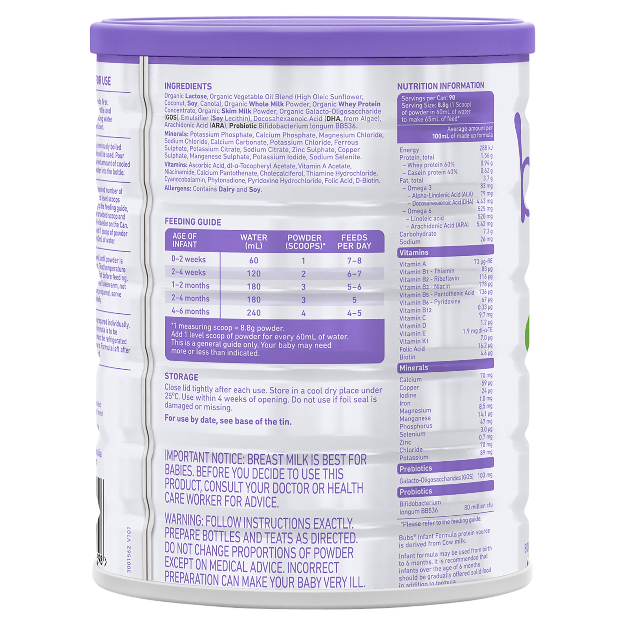 bubs organic 粉ミルク 牛 infant formula step1 Bubs® Organic Grass Fed Stage 1 Infant Formula, 28.2 oz - Ralphs