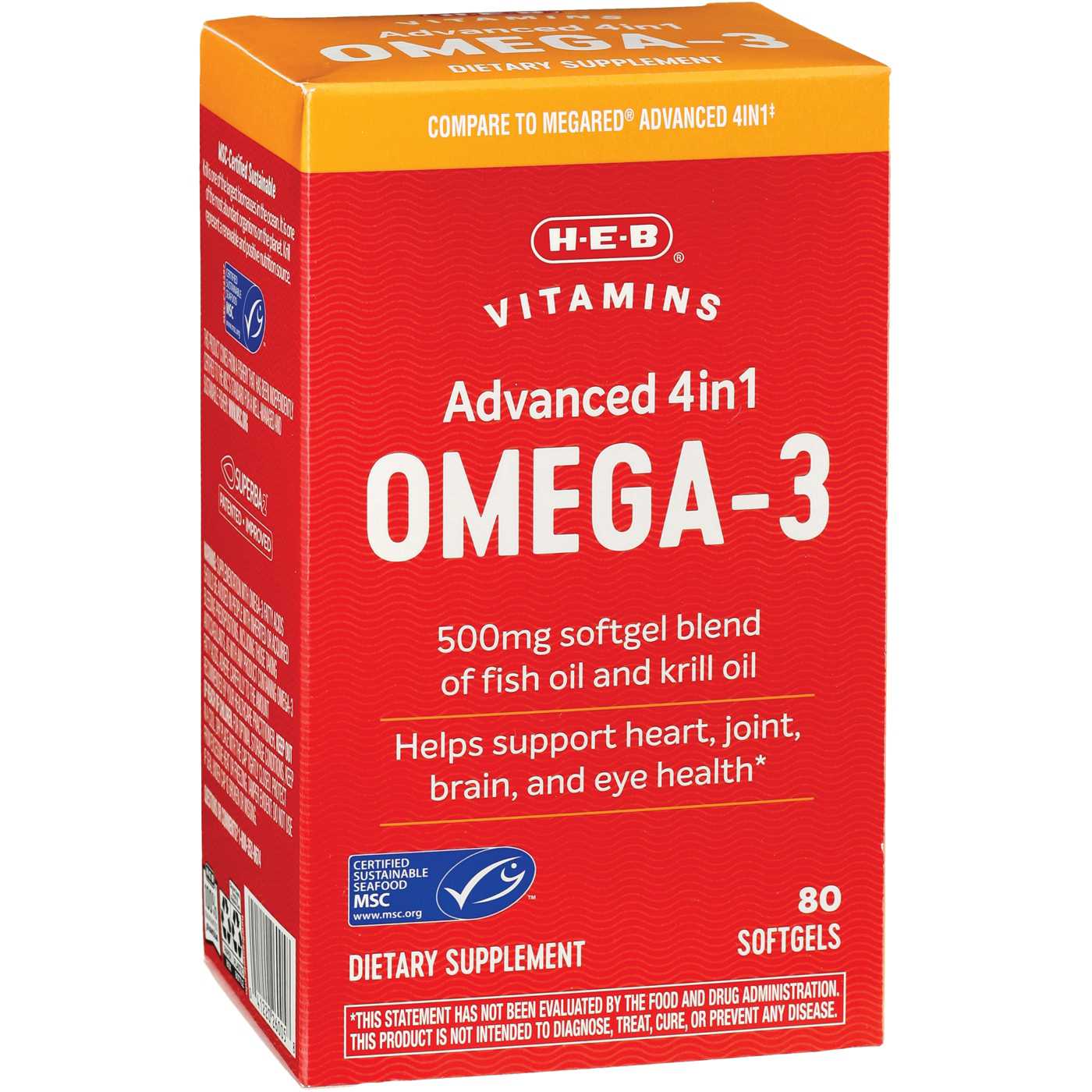 HEB Omega3 Fish & Krill Oil 4in1 Softgels 500 mg Shop Diet
