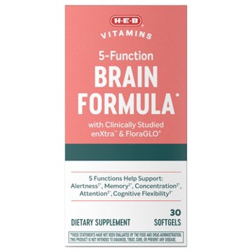 H-E-B Vitamins 5-Function Brain Formula Softgels, 30 ct