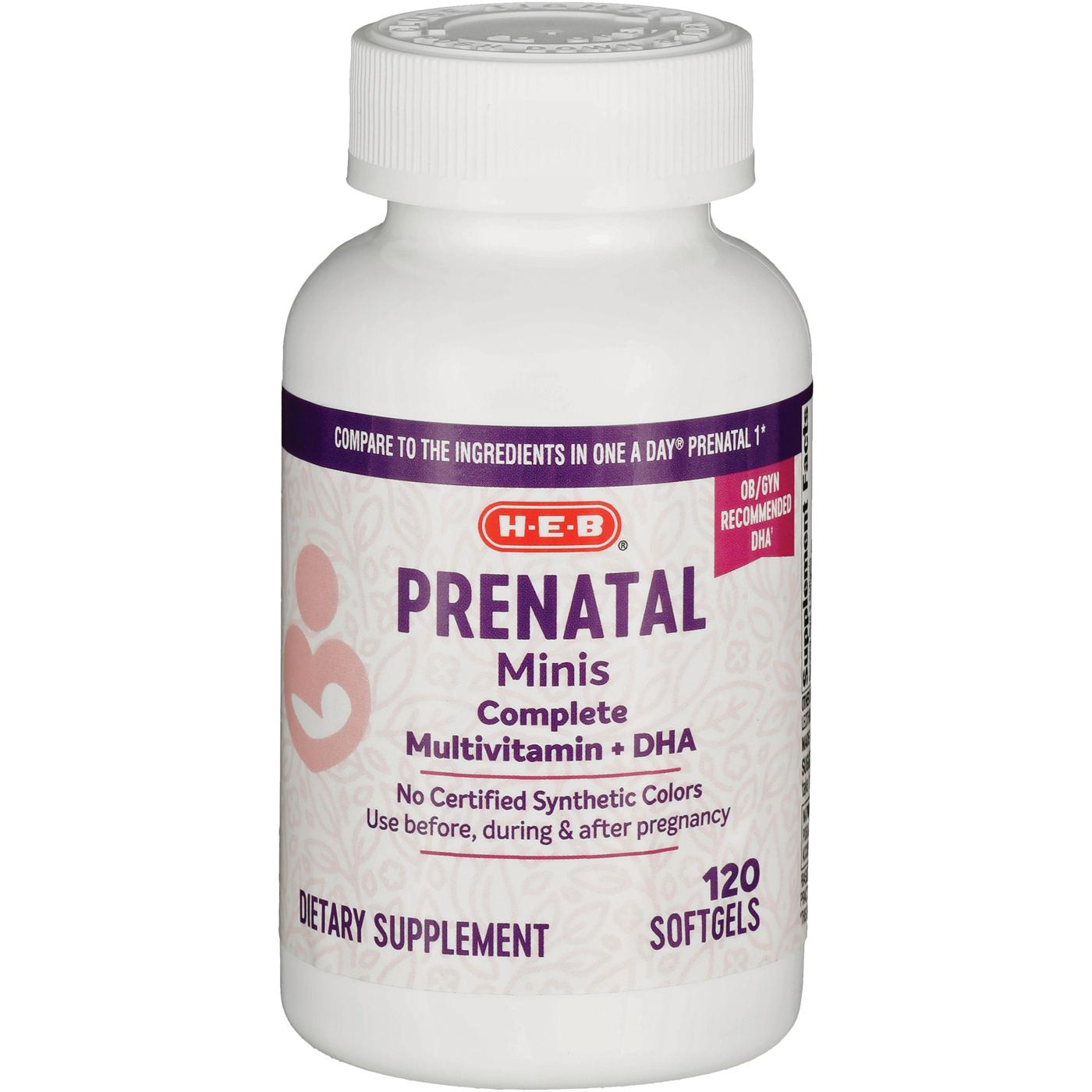 H-E-B Prenatal Complete Multivitamin & DHA Mini Softgels; image 1 of 2
