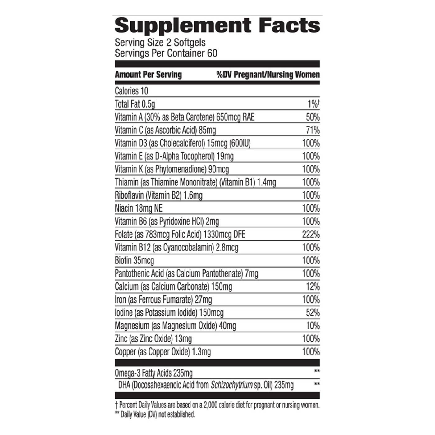 H-E-B Prenatal Complete Multivitamin & DHA Mini Softgels; image 2 of 2