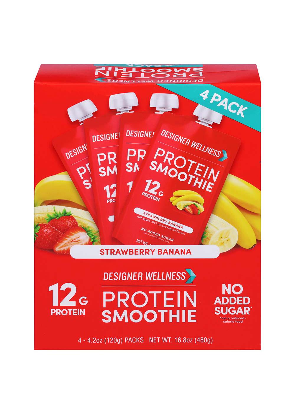 Designer Wellness 12g Protein Smoothies 4 pk - Strawberry Banana; image 1 of 2