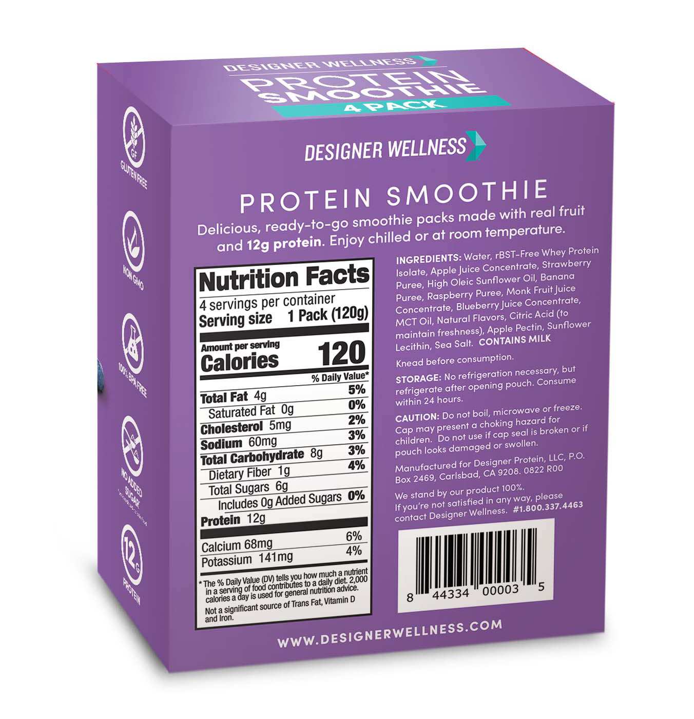 Designer Wellness 12g Protein Smoothies 4 pk - Mixed Berry; image 2 of 2