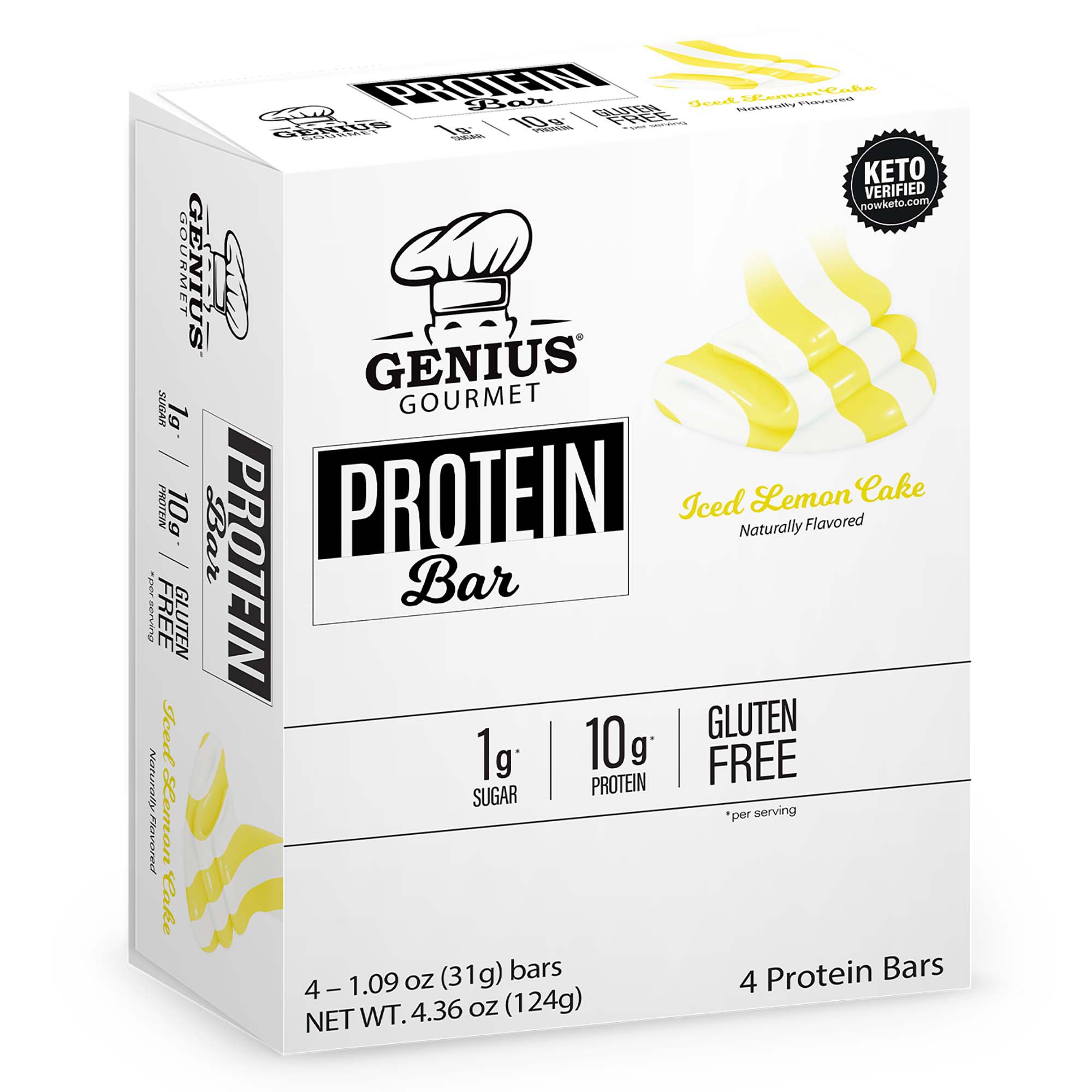 Genius Gourmet 10g Protein Bars - Iced Lemon Cake, 4 ct