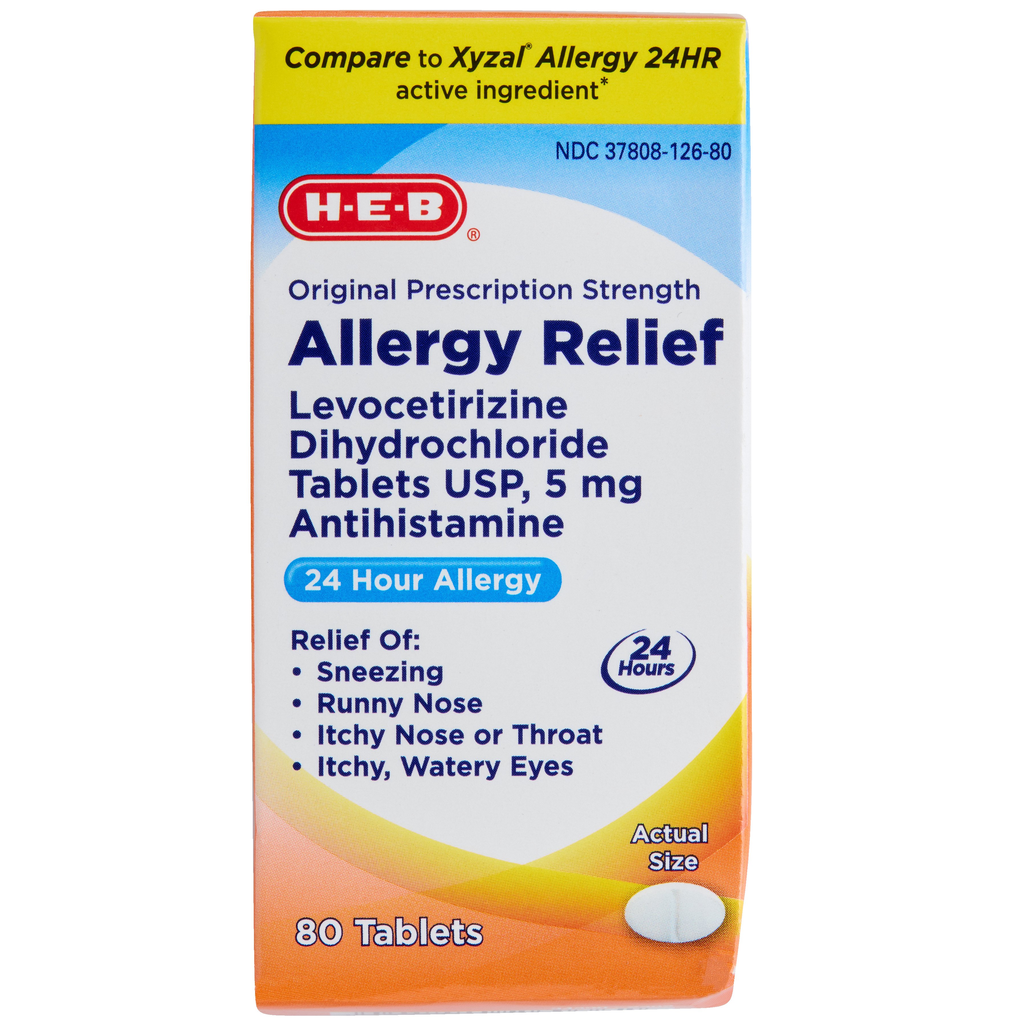 H-E-B Prescription Strength 24 Hr Allergy Relief Antihistamine 5 mg Tablets, 80 ct