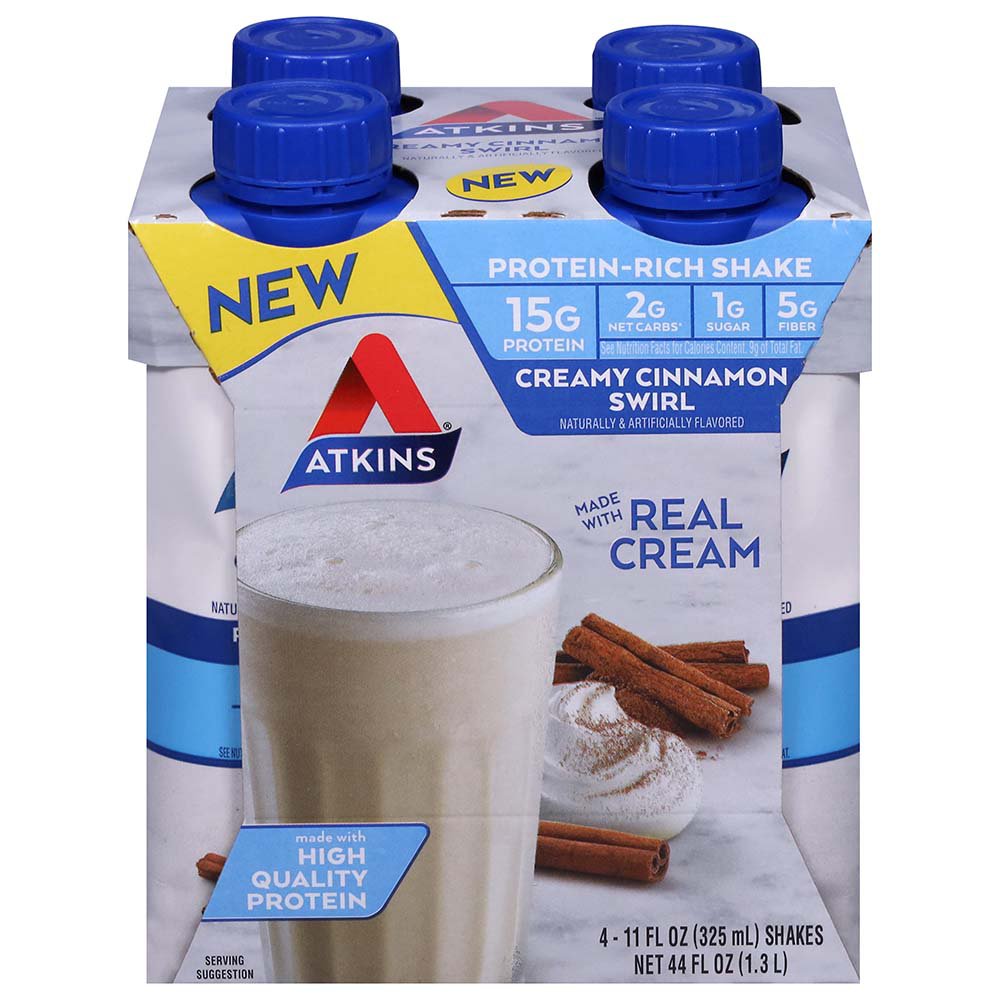 Atkins 15g Protein Shakes 4 pk Bottles - Creamy Cinnamon Swirl, 11 oz