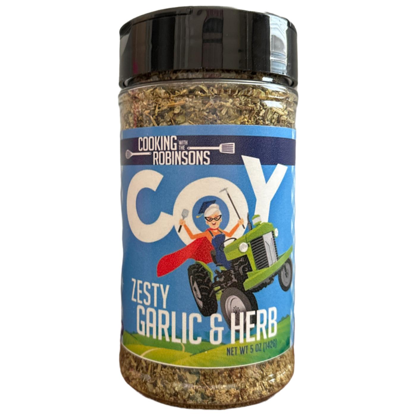 Cooking with the Robinsons Coy Zesty Garlic & Herb Seasoning; image 1 of 2