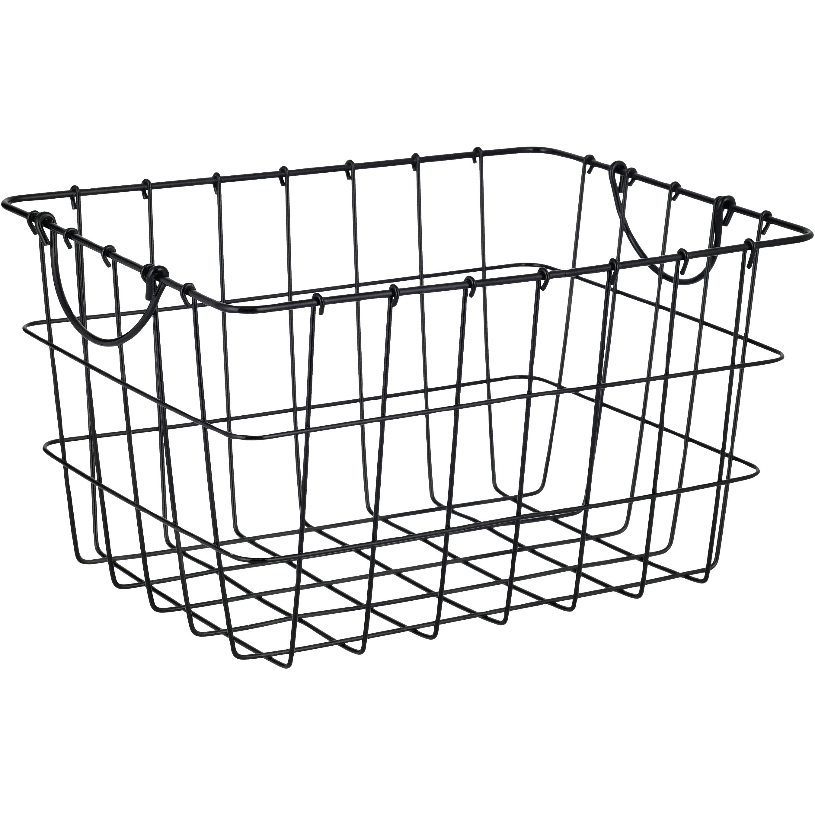 our goods Metal Wire Rectangle Storage Basket Black Shop Storage