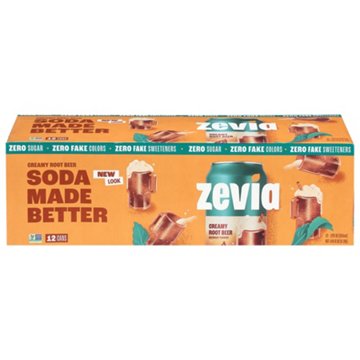 Zevia Zero Sugar Creamy Root Beer Soda 12 pk Cans