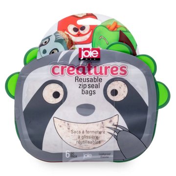 Joie Creatures Reusable Zip Seal Bags, 6 pc