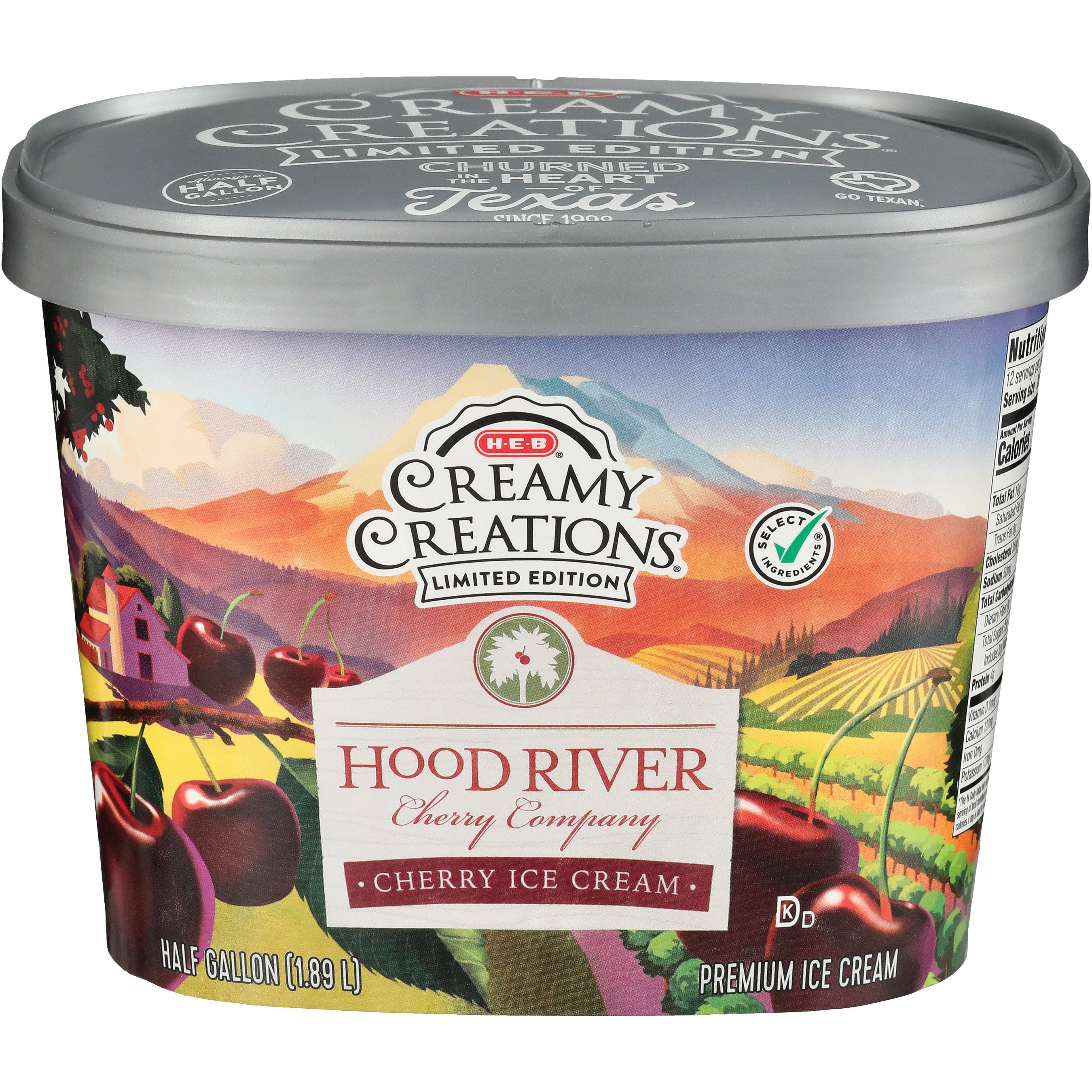 H-E-B Creamy Creations Hood River Cherry Company Cherry Ice Cream