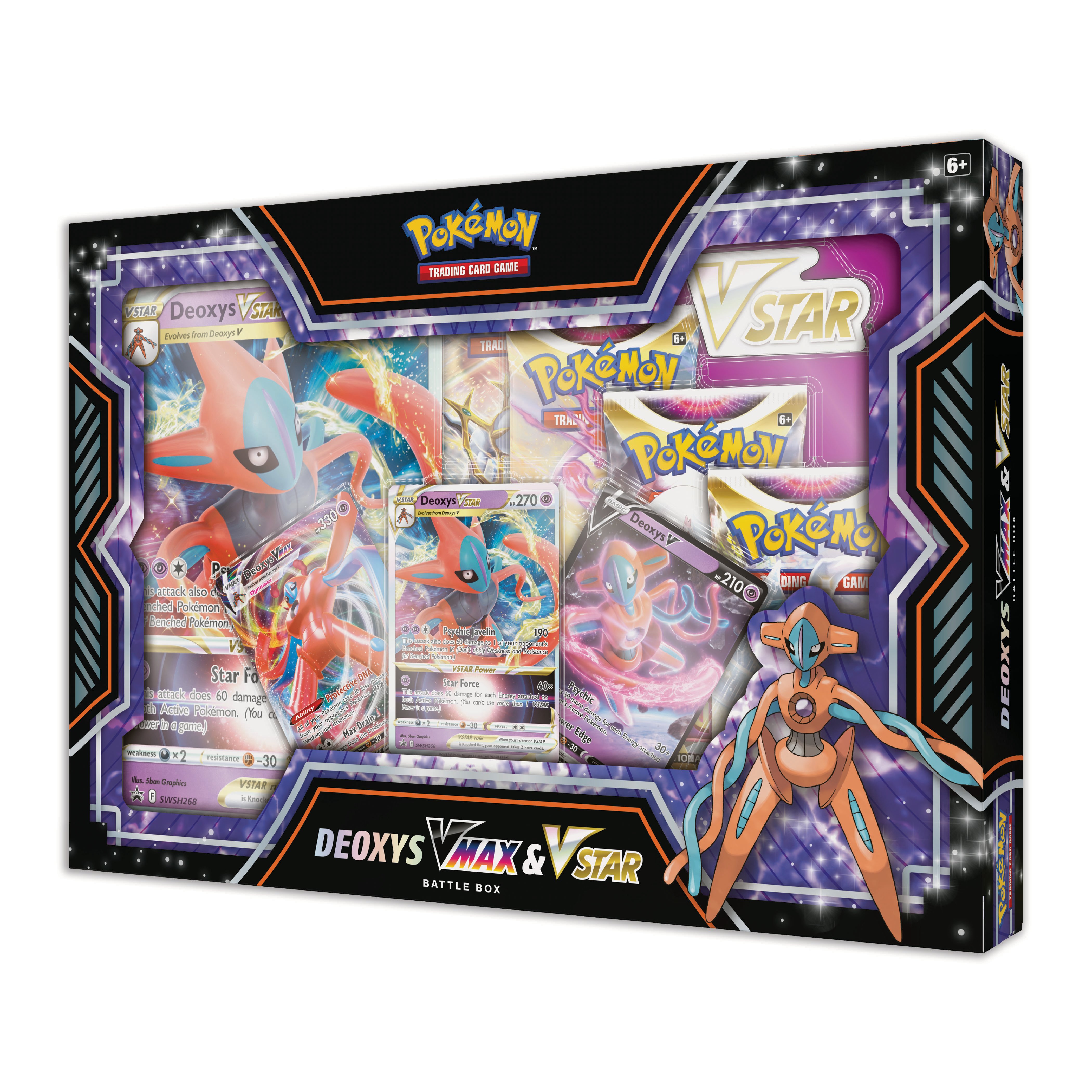 Pokemon Sword & Shield Deoxys VMAX & VSTAR Battle Box (4 Booster Packs,  Promo Card, 2 Etched Promo Cards, Oversize Card & More) 