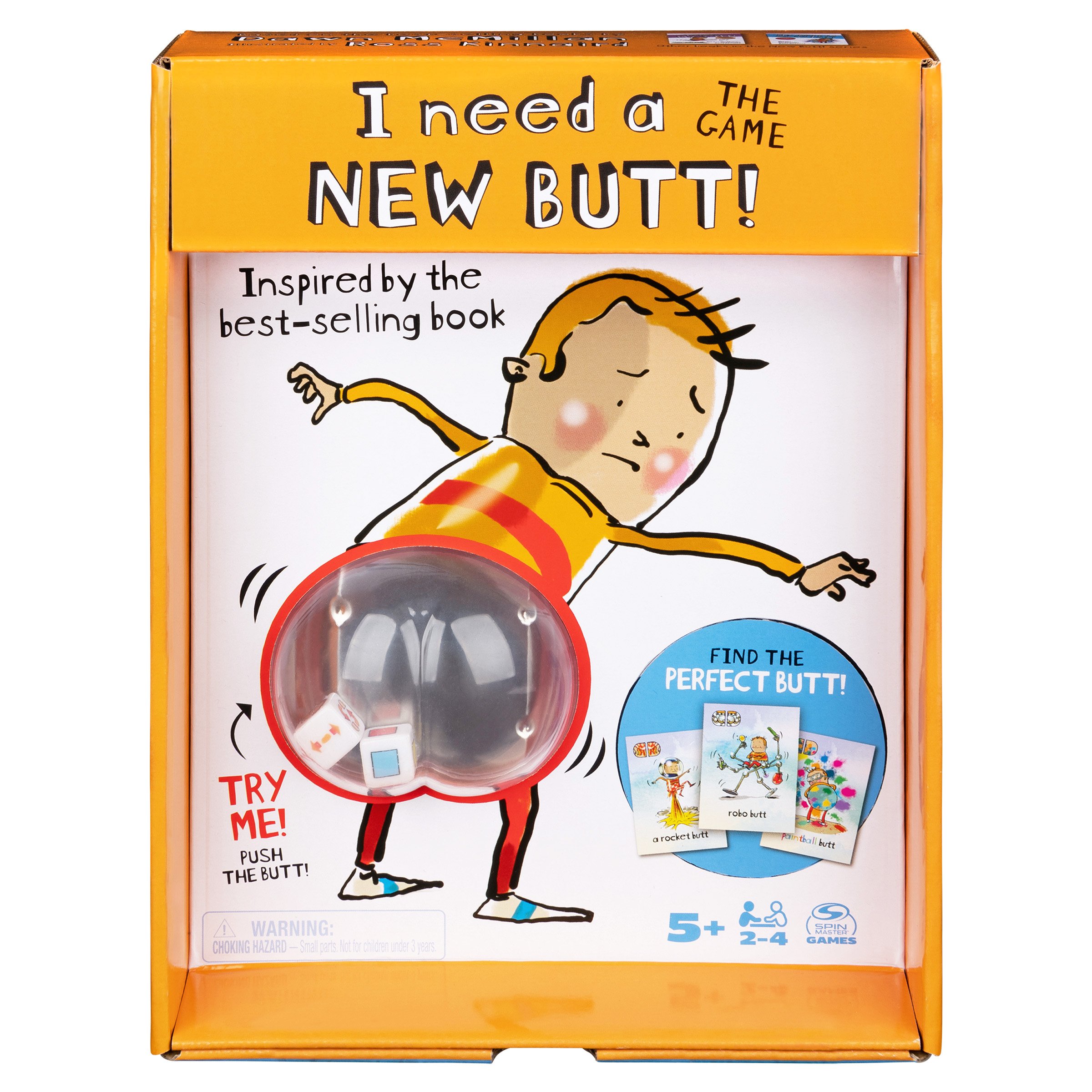  I Need a New Butt, The Game, Based on the Book with Butt Popper  and Butt Cheek Tiles Fun Game for Family Game Night, For Kids Ages 5 and Up  