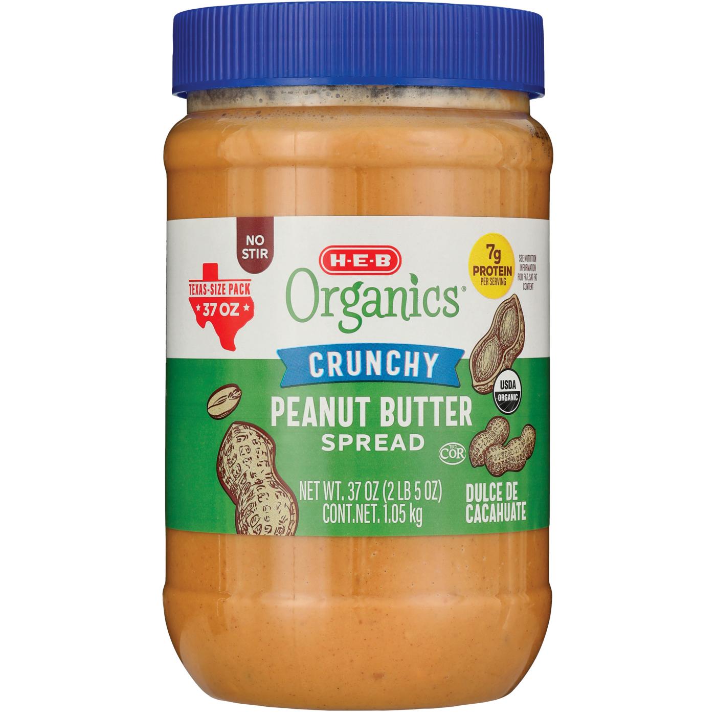 H-E-B Organics 7g Protein Crunchy Peanut Butter – Texas-Size Pack; image 1 of 2