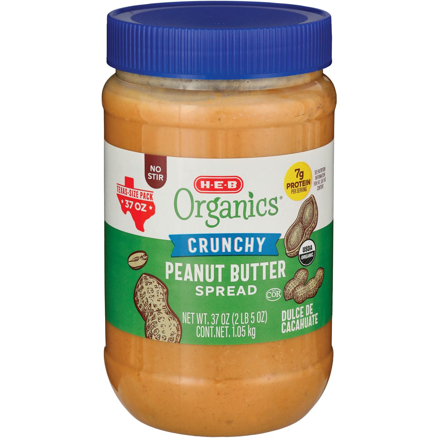 H-E-B Organics 7g Protein Crunchy Peanut Butter – Texas-Size Pack; image 2 of 2