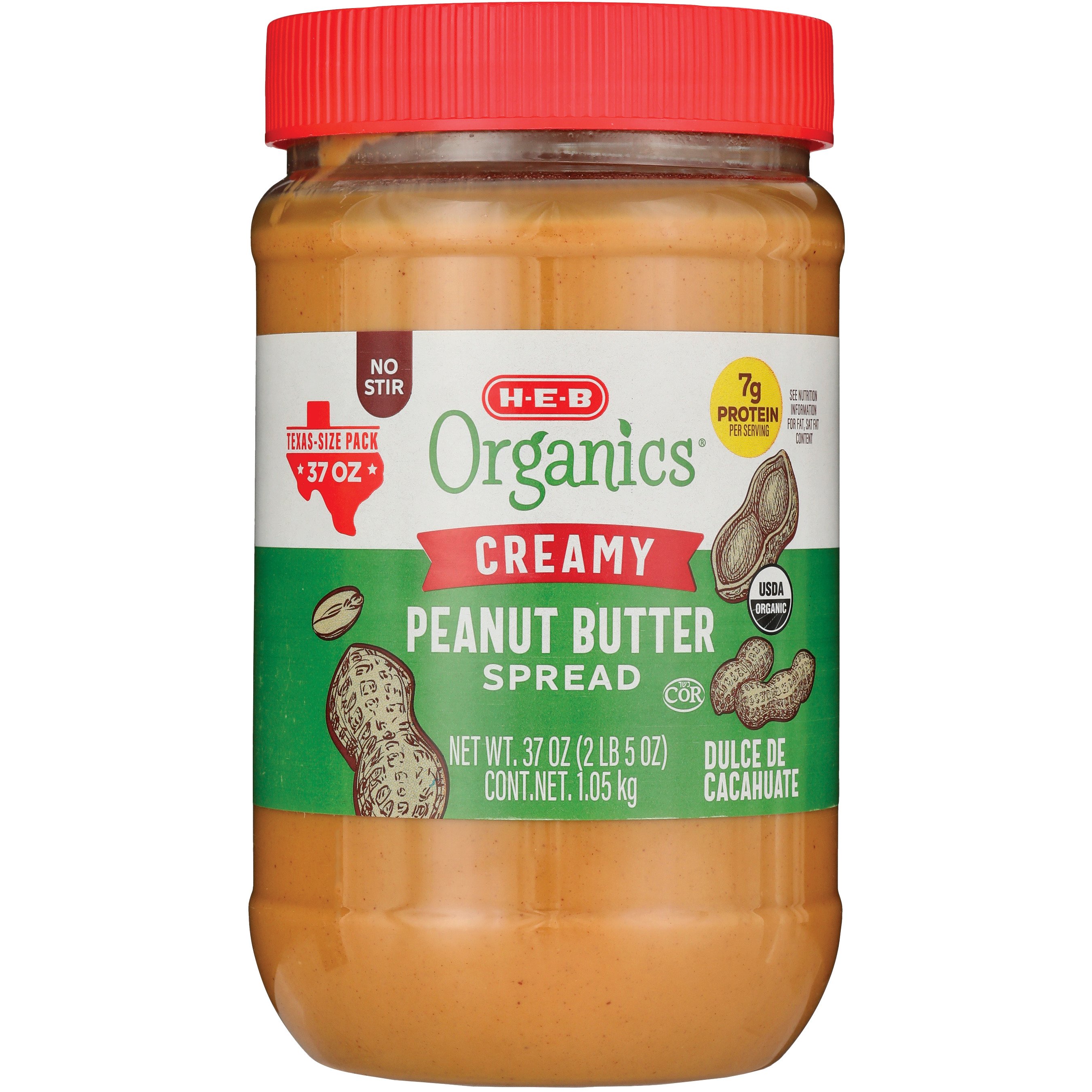 H-E-B Organics 7g Protein Creamy Peanut Butter – Texas-Size Pack - Shop ...