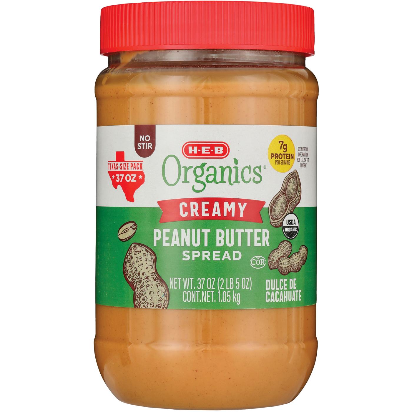 H-E-B Organics 7g Protein Creamy Peanut Butter – Texas-Size Pack; image 1 of 2