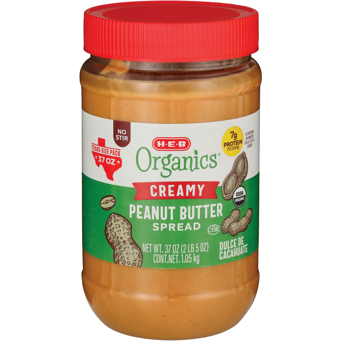 H-E-B Organics 7g Protein Creamy Peanut Butter – Texas-Size Pack; image 2 of 2