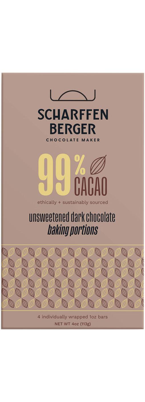 Scharffen Berger 99% Cacao Unsweetened Dark Chocolate Baking Portions; image 1 of 3